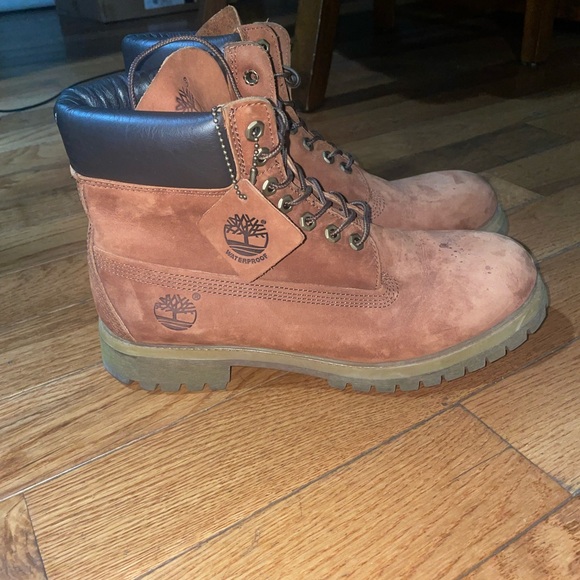 Timberland Mens Premium 6 Inch Waterproof Brown Boots - Picture 2 of 12